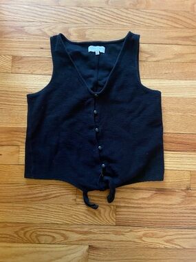 Madewell texture and thread Black Sleeveless Button-Front Knit Tank Top - M
